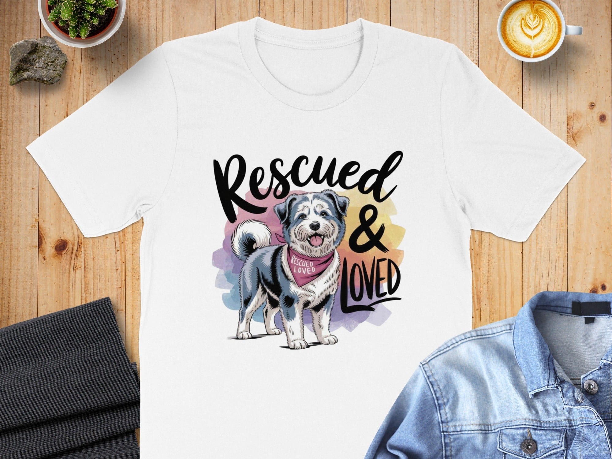 Rescued and Loved Graphic Dog Artwork T-shirt