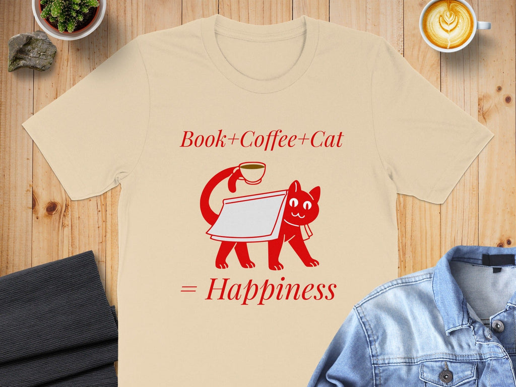 Book Coffee Cat Equals Happiness T-shirt