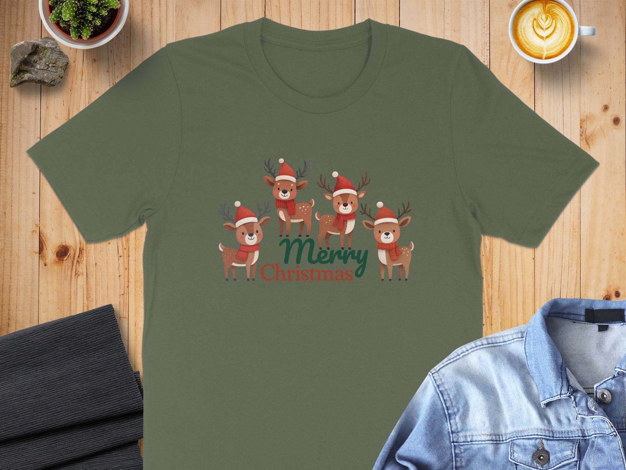 Festive Reindeer Merry Christmas Graphic TShirt
