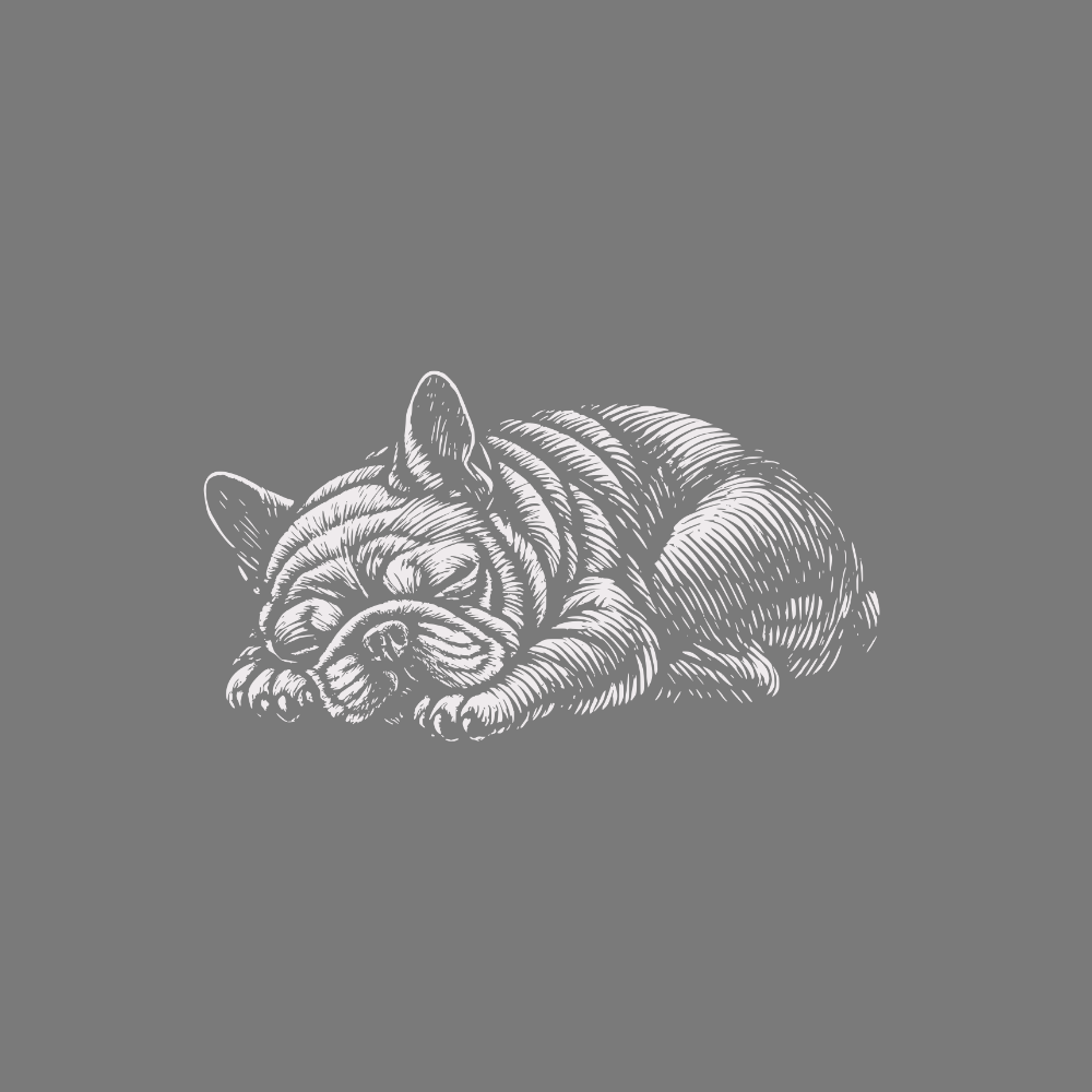 Adorable Sleeping French Bulldog Artwork on Grey Background