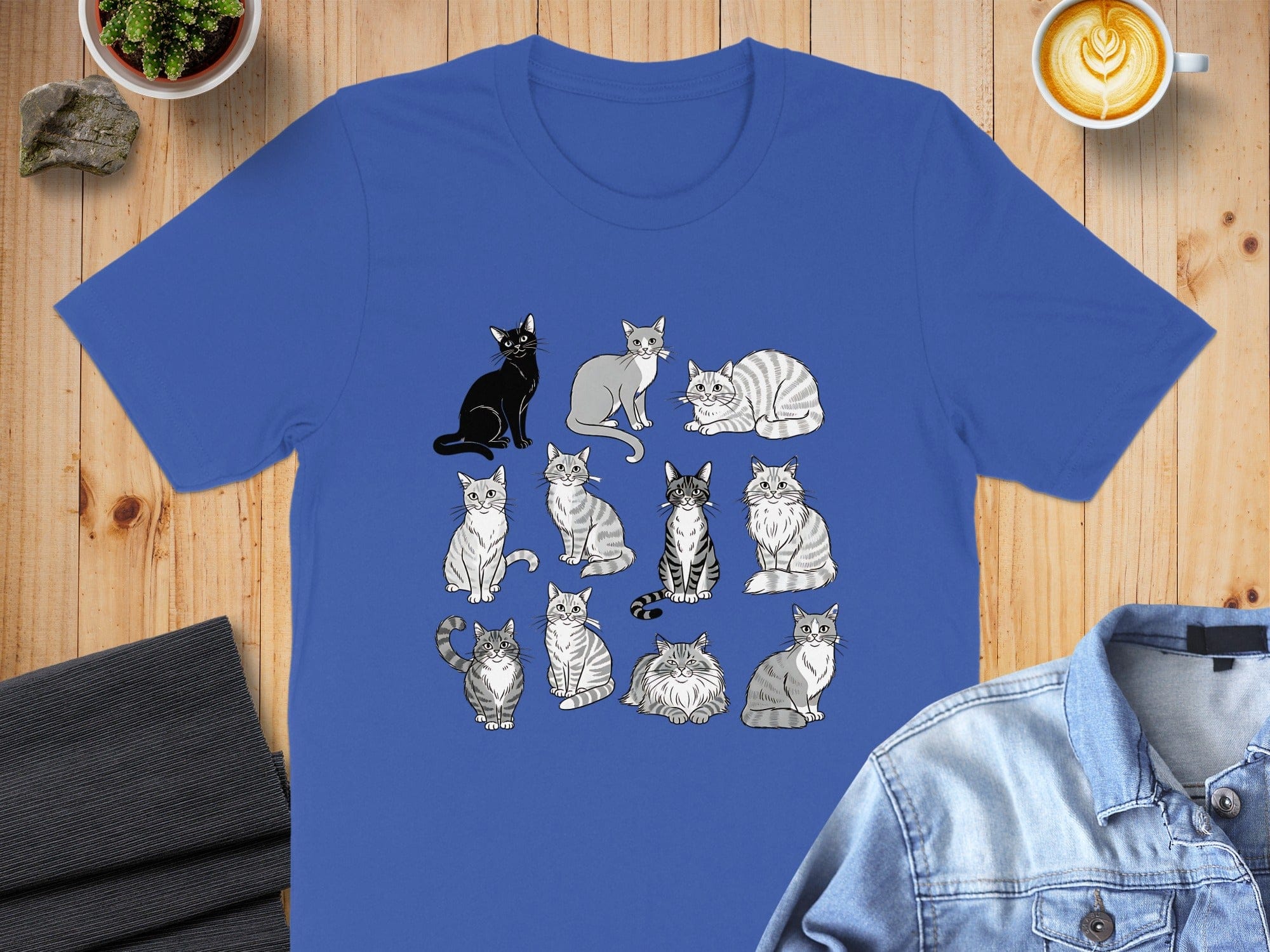 Whimsical Cat Collection Printed Design T-shirt