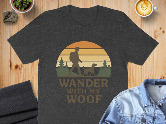 Wander with My Woof Retro Dog Walking T-Shirt