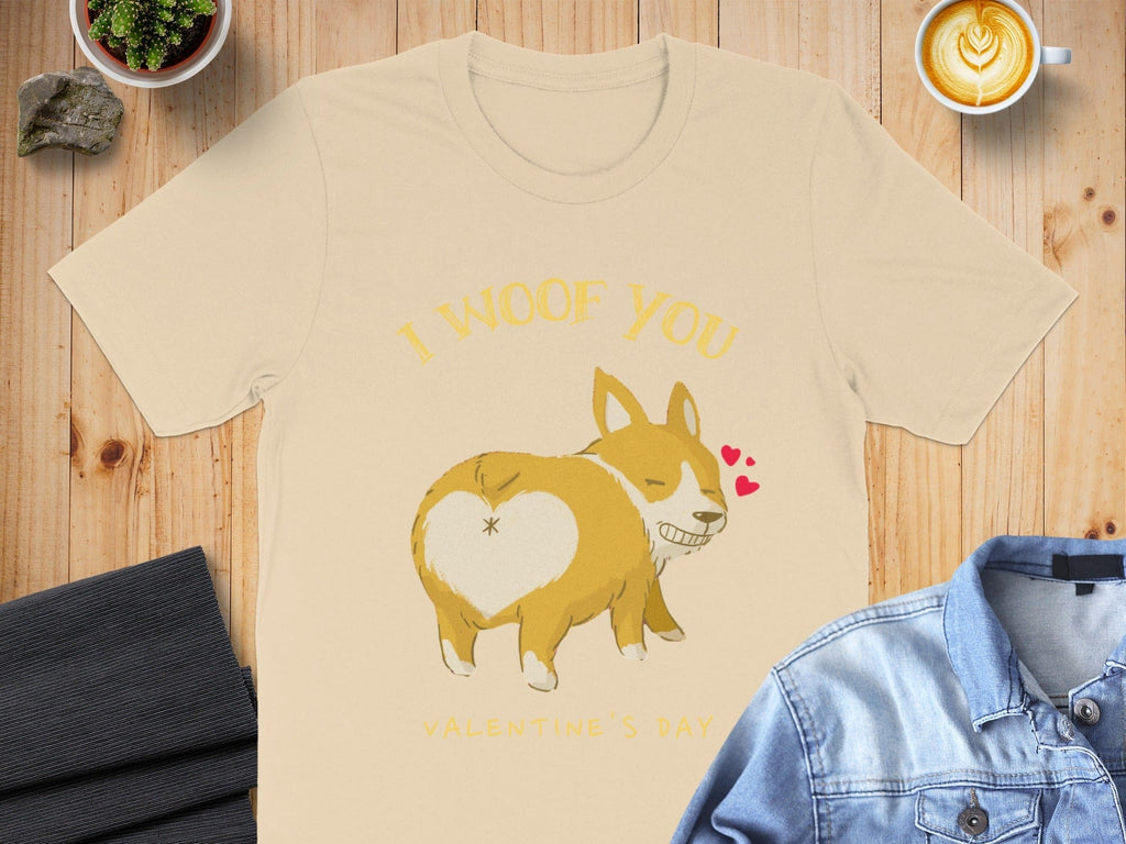 Adorable Valentine's Day I Woof You Dog Graphic T-shirt