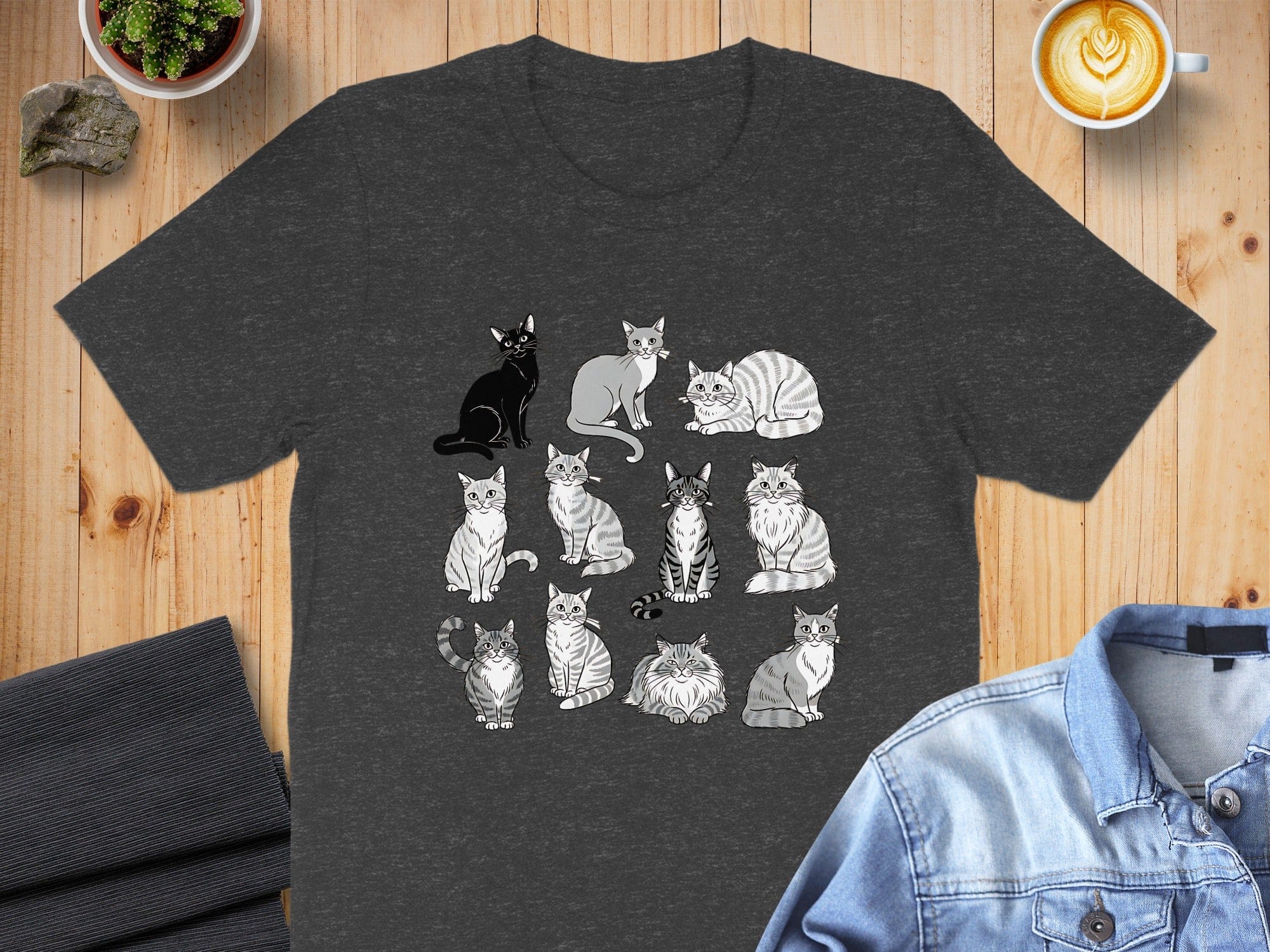 Cute Adorable Cartoon Cats Printed Fashion T-shirt