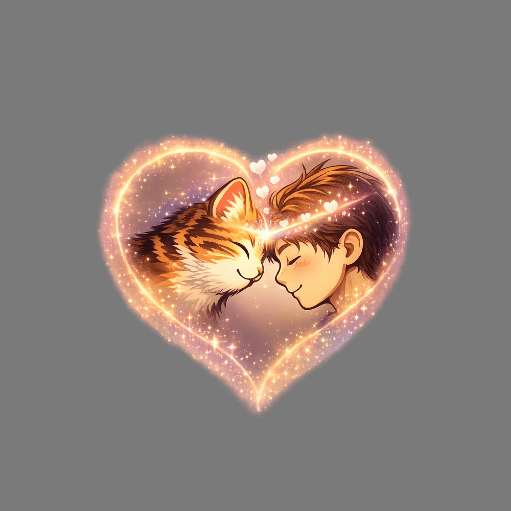 Heartwarming Cat and Human Love Illustration Art