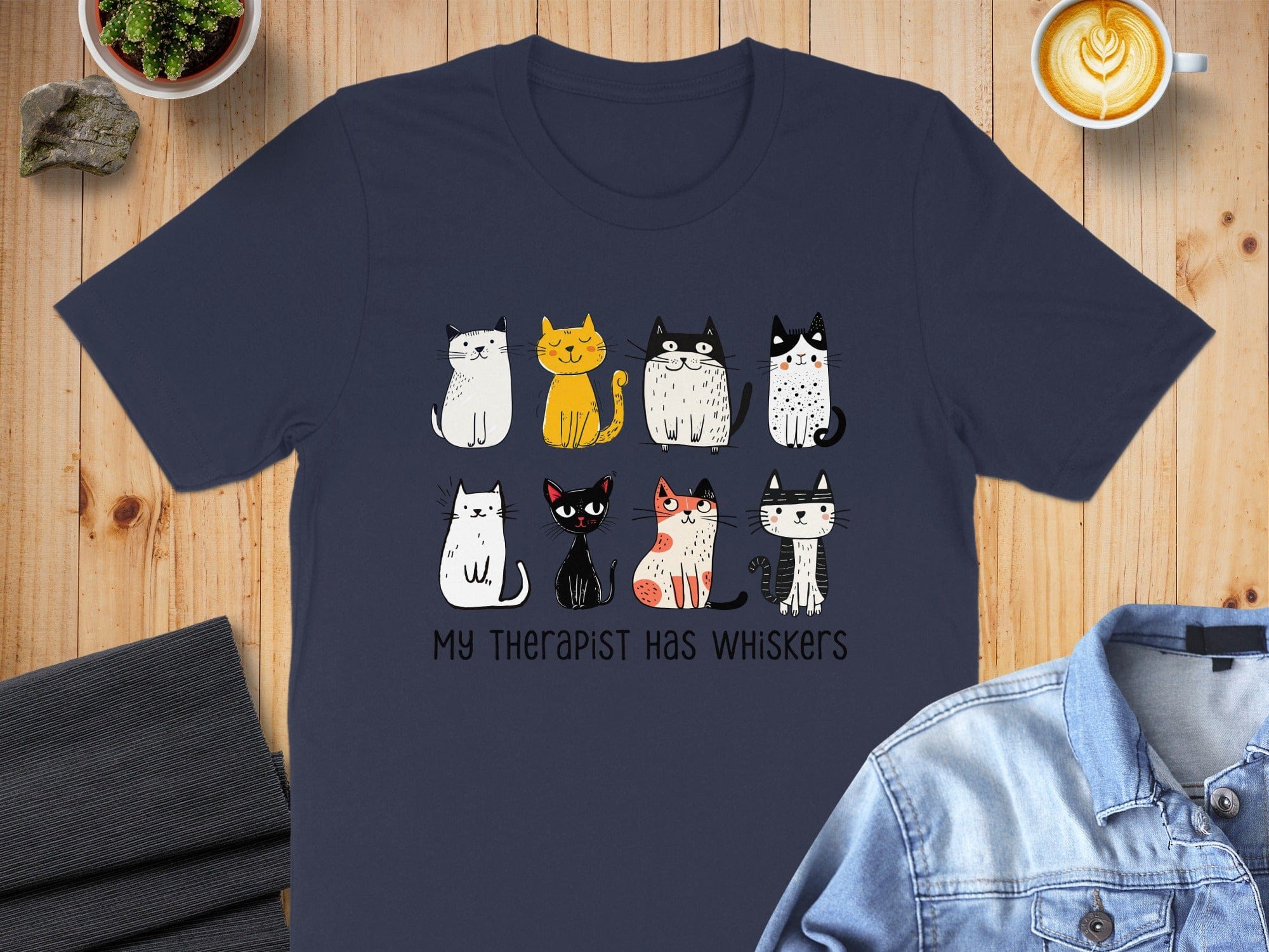 My Therapist Has Whiskers Cute Cat Design T-Shirt