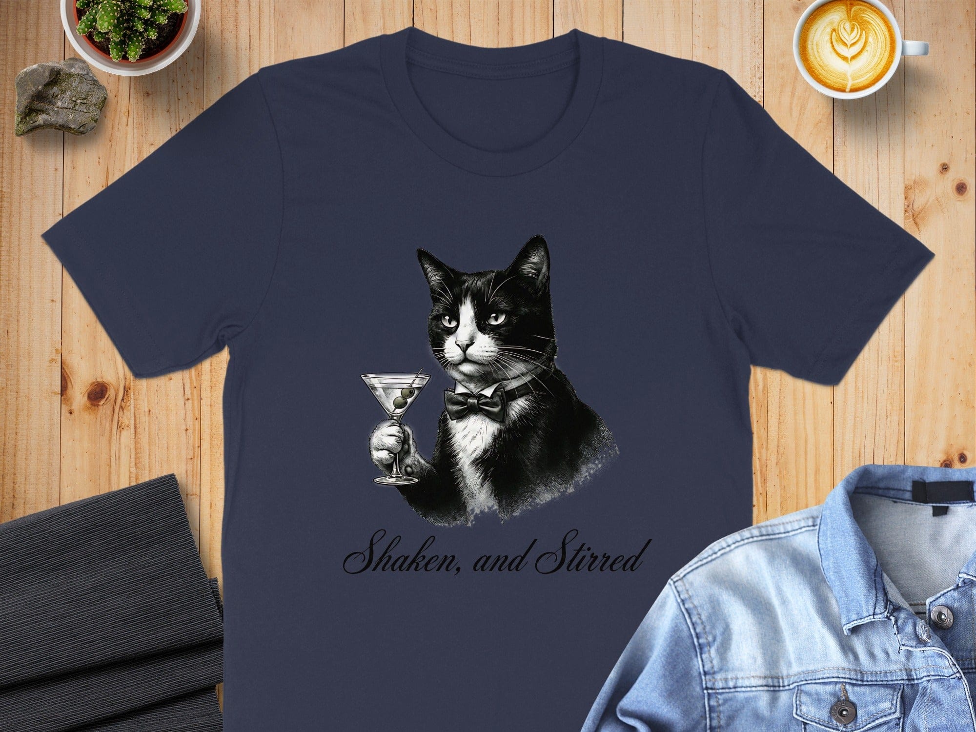 Tuxedo Cat Martini Drinker T-Shirt