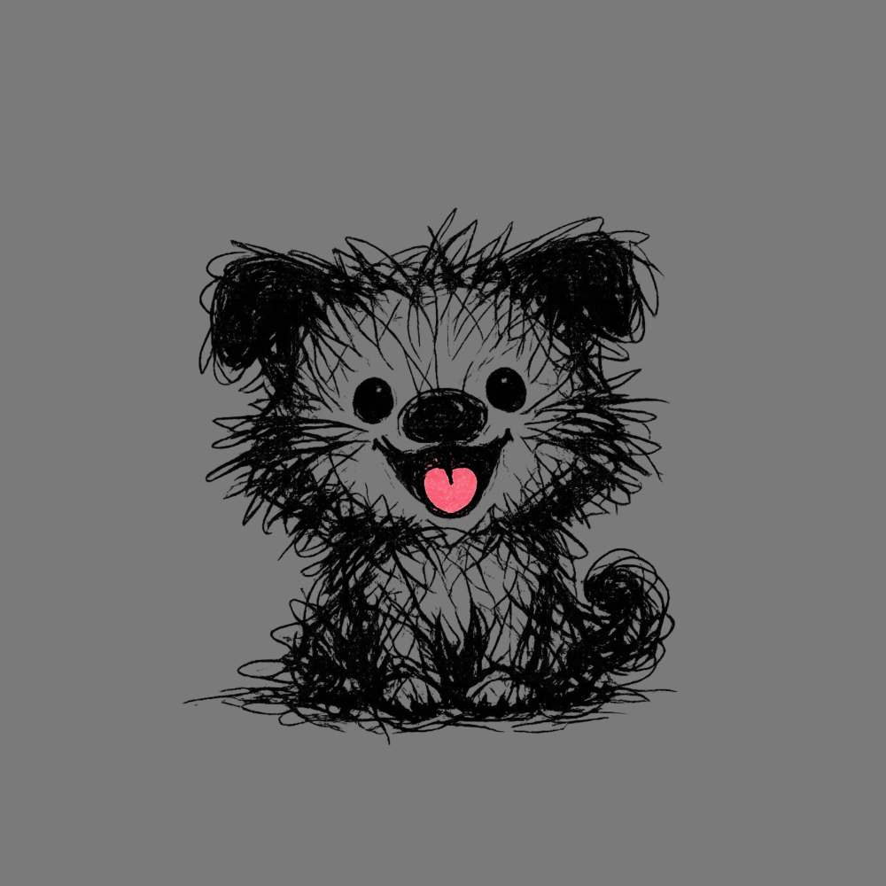 Adorable Sketch of Smiling Puppy with Pink Tongue Drawing