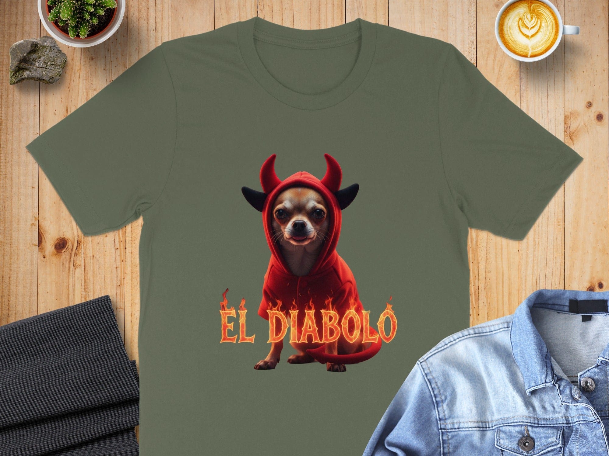 El Diablo Dog in Red Hoodie Graphic T-shirt