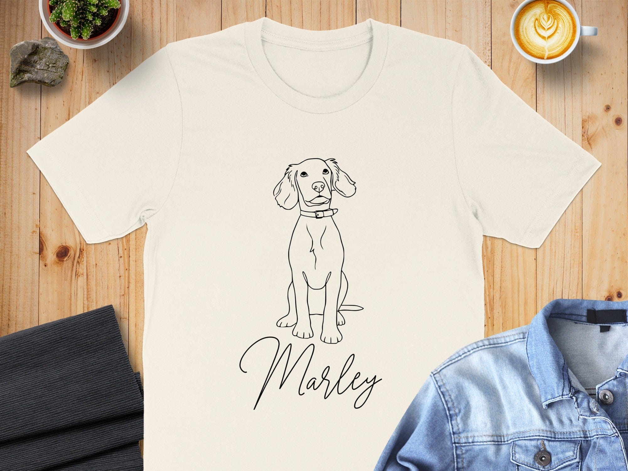 Custom Dog Illustration with Name Marley Shirt