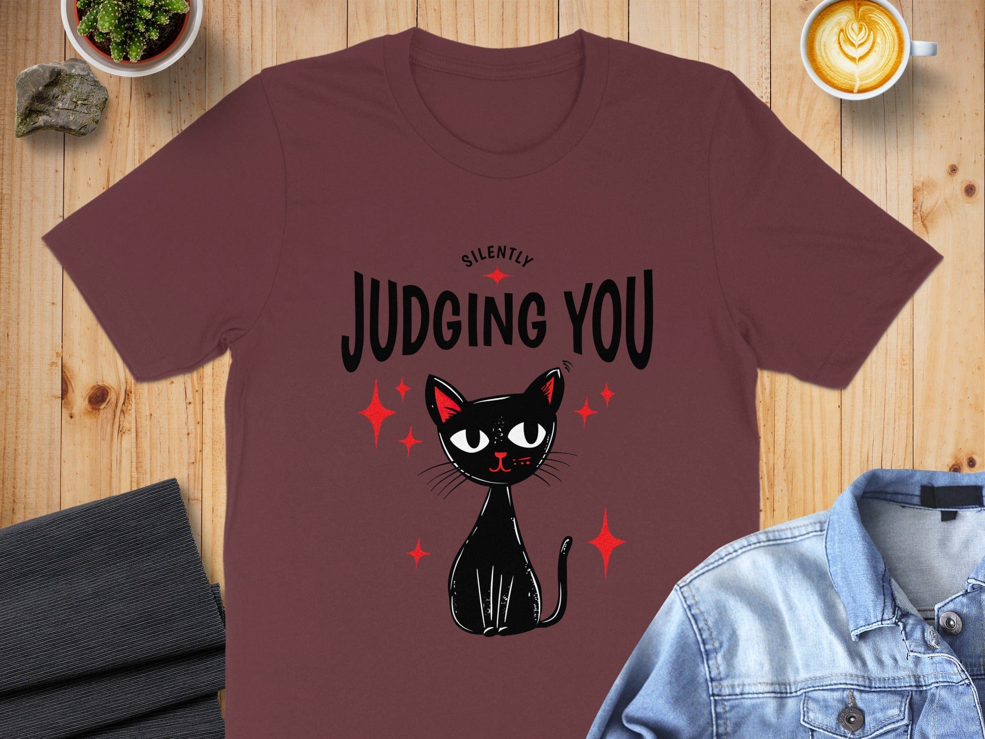 Silently Judging You Black Cat Design Shirt