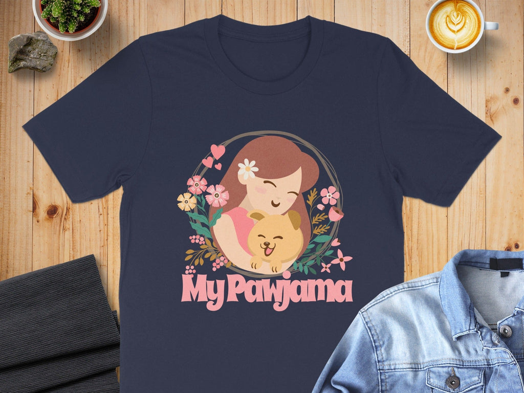 Cute Mom and Pet Illustration Pajama Shirt Product