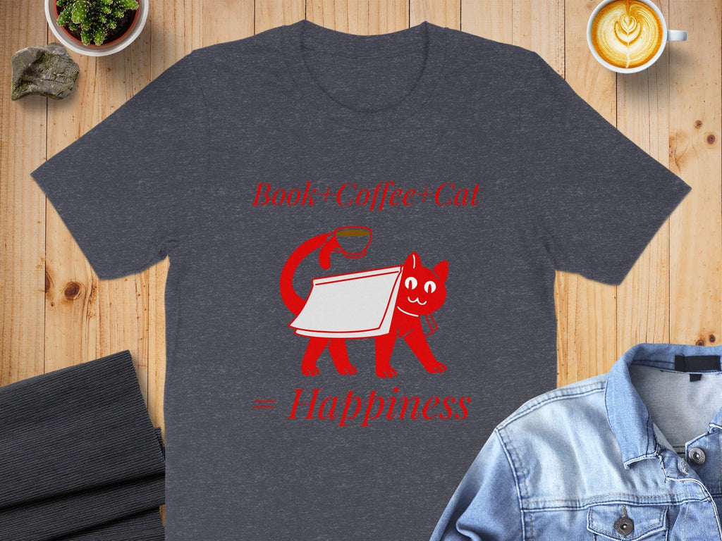 Books + Coffee + Cat = Happiness T-shirt