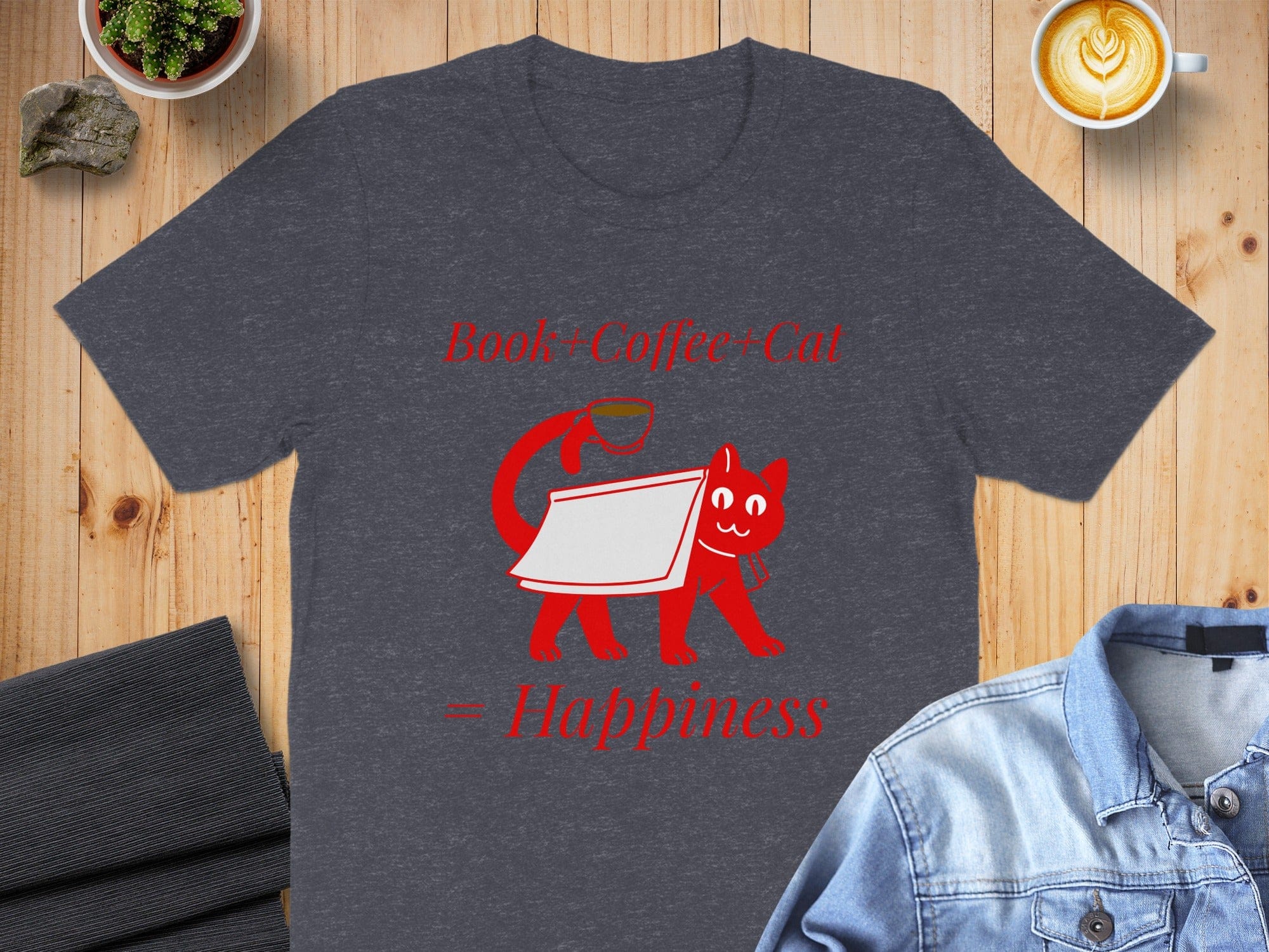 Books + Coffee + Cat = Happiness T-shirt