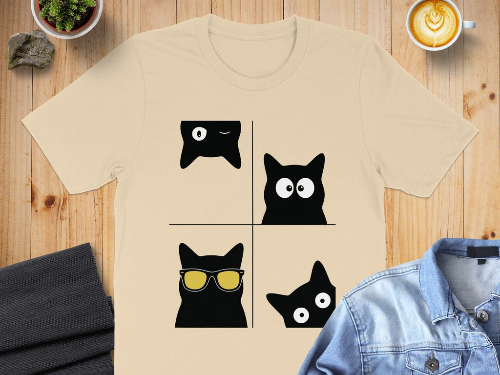 Four Black Cats with Different Expressions Shirt