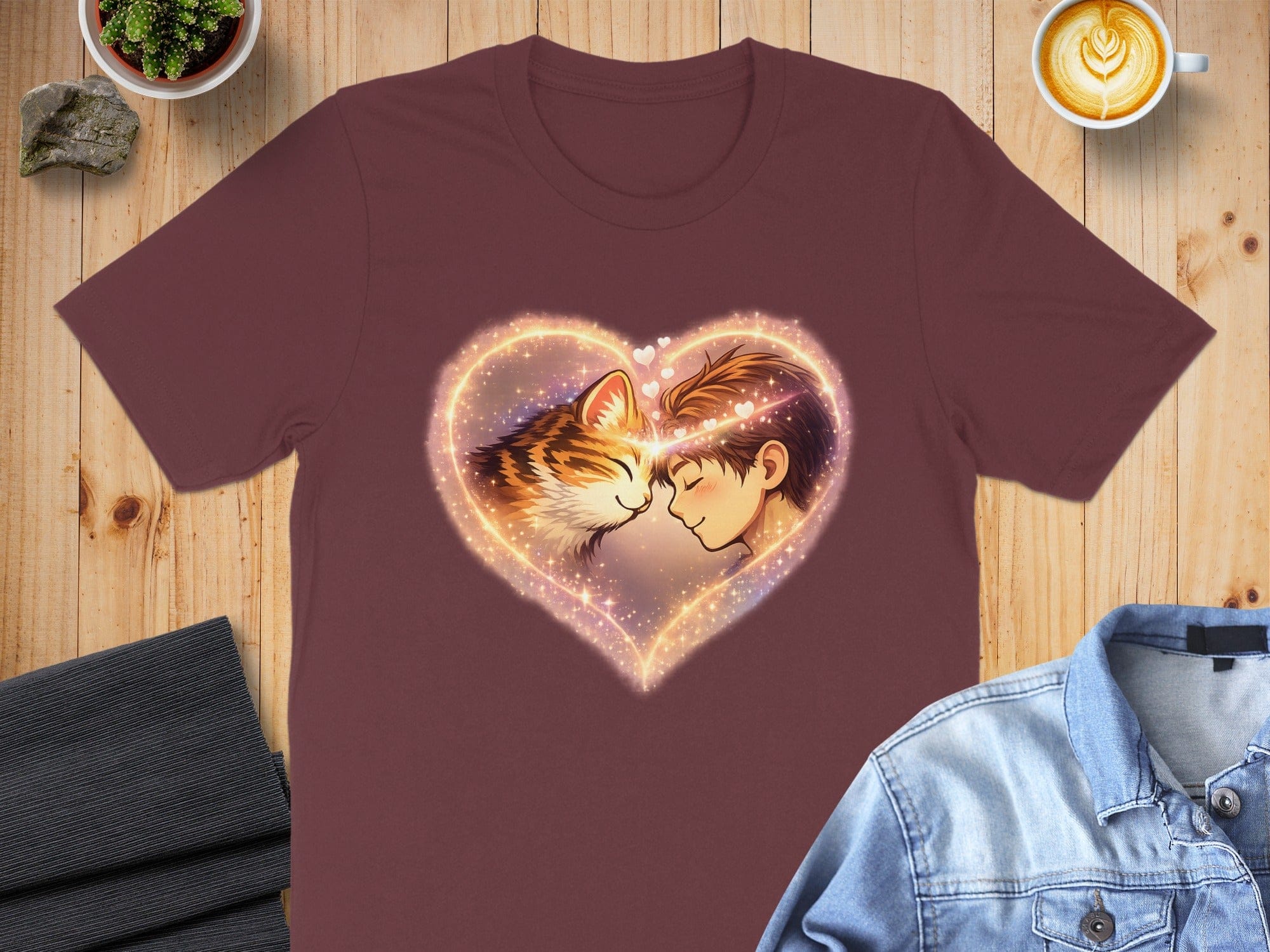 Heartwarming Cat and Person Art Graphic T-shirt