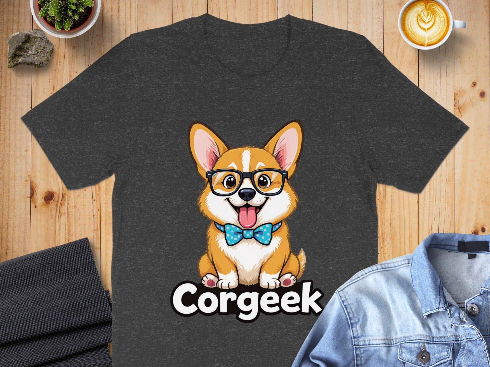 Corgi Dog with Glasses Cute Graphic T-Shirt