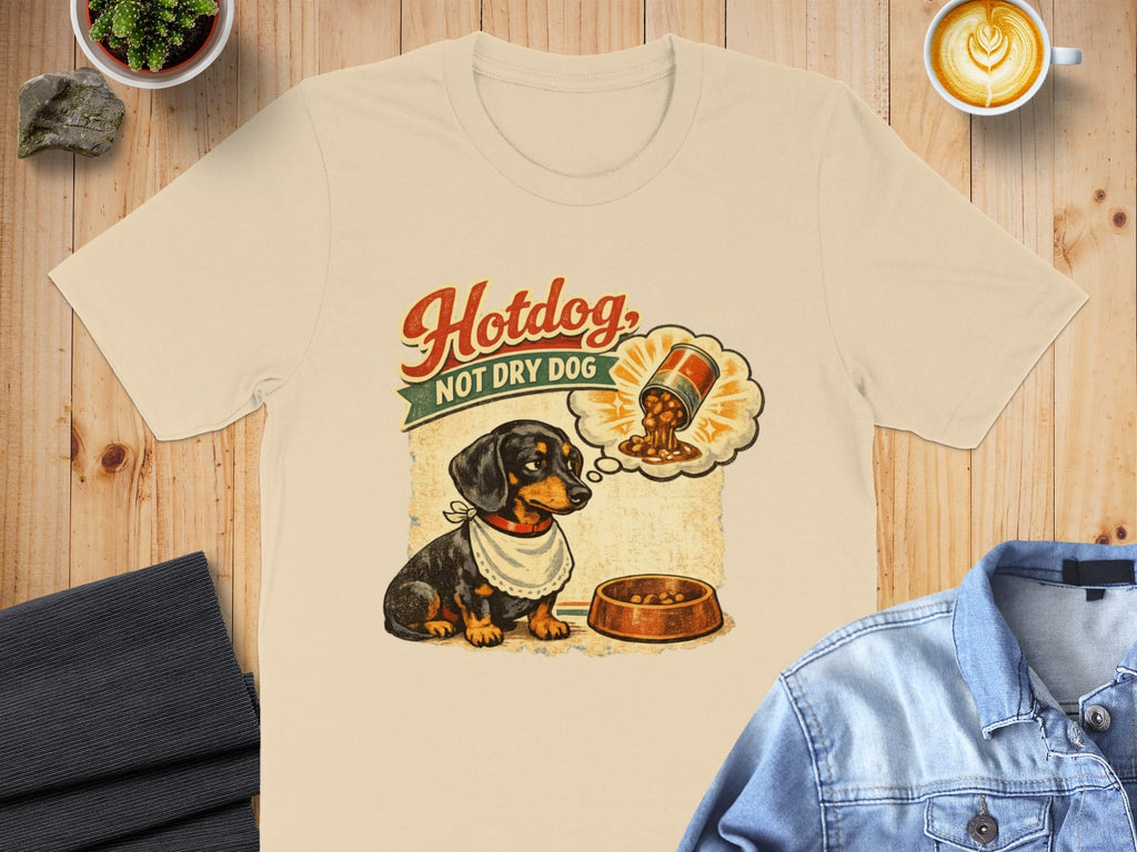 Hotdog Not Dry Dog Funny Retro Dachshund T-Shirt