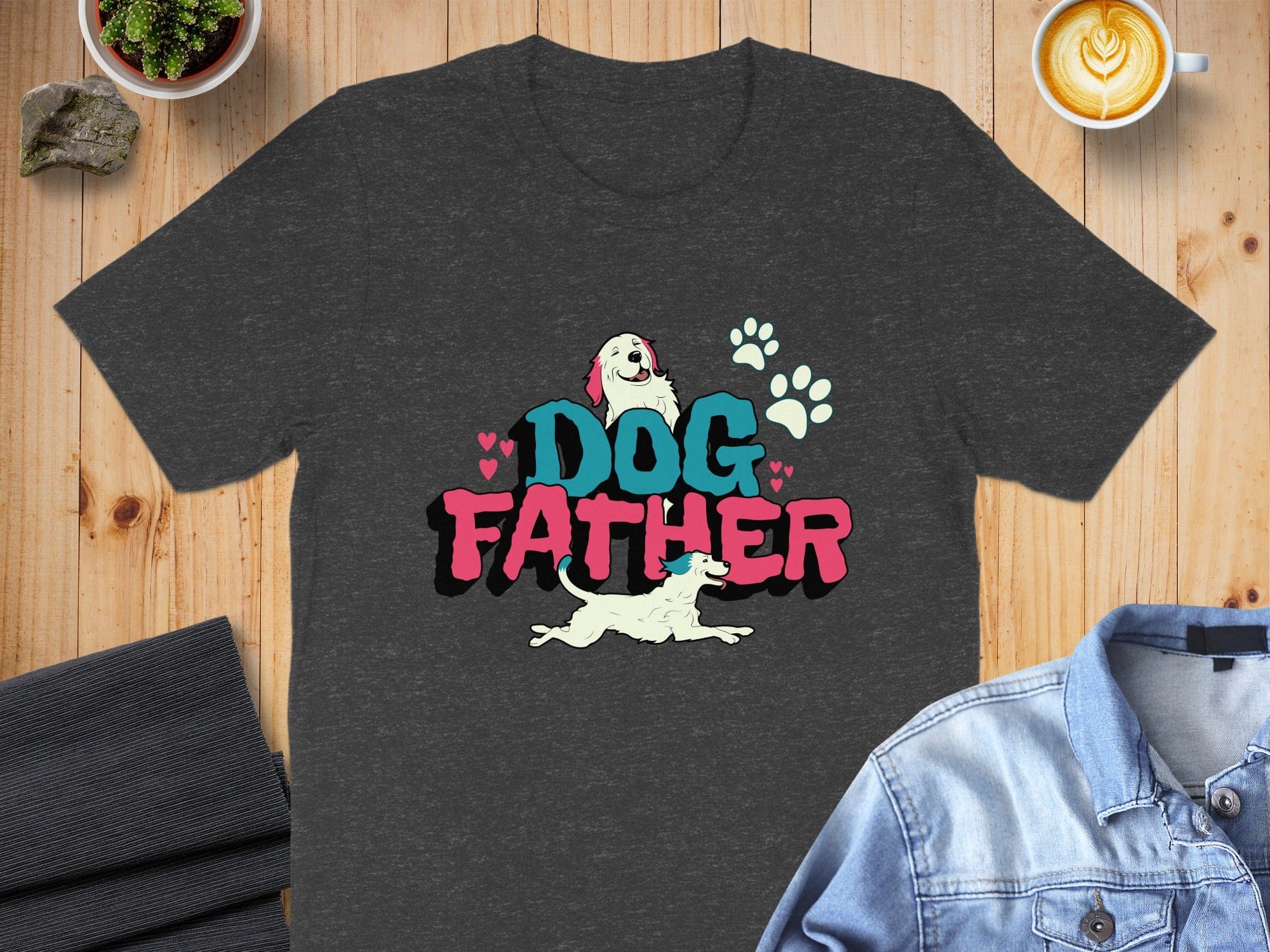 Dog Father Graphic Tee with Fun Colorful Design Shirt