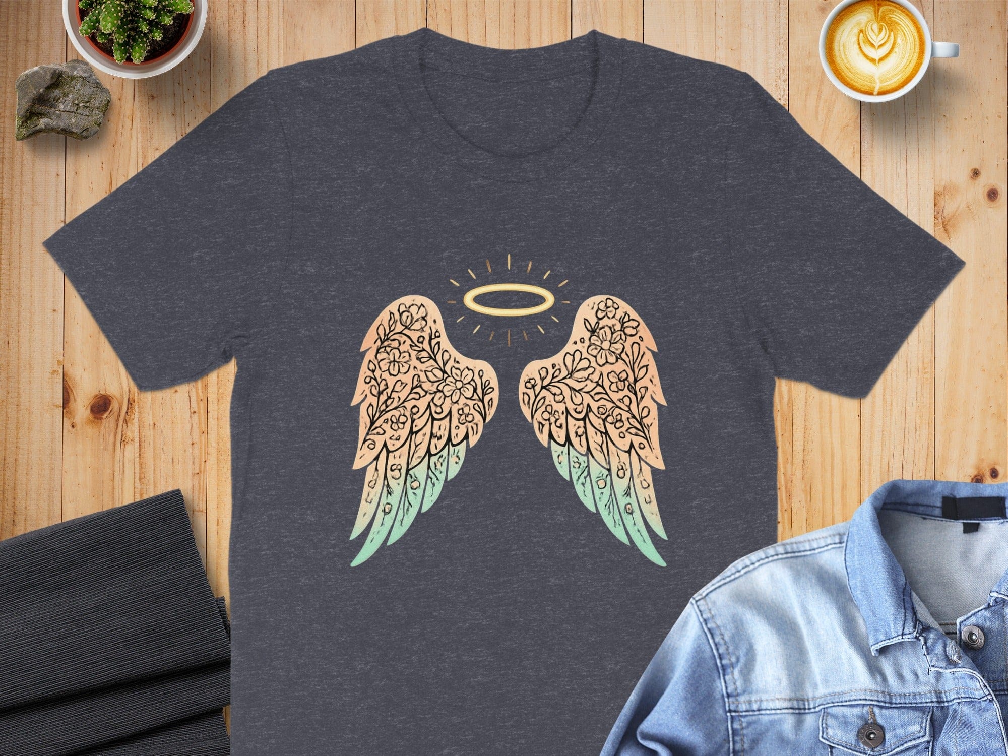 Angel Wings with Halo Graphic Tee Shirt