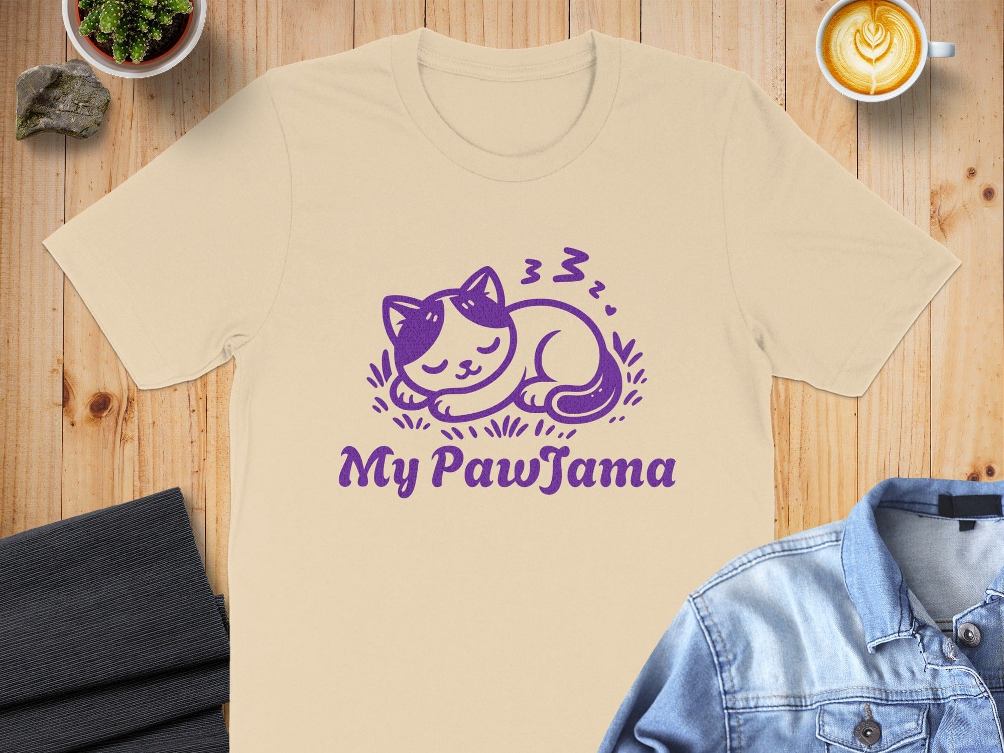 My PawJama Sleeping Purple Cat Design T-shirt
