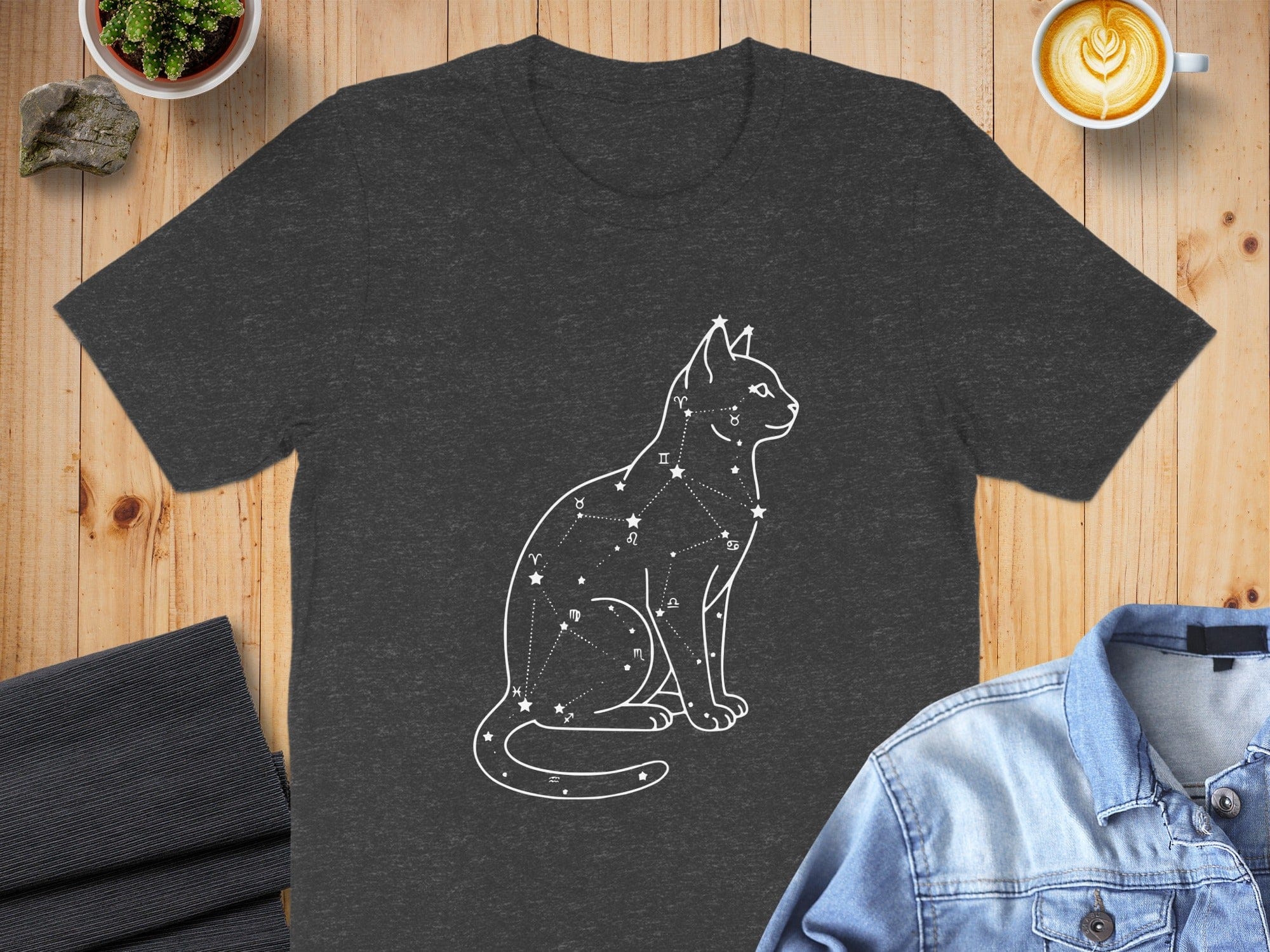Cat Constellation Graphic Print T-shirt