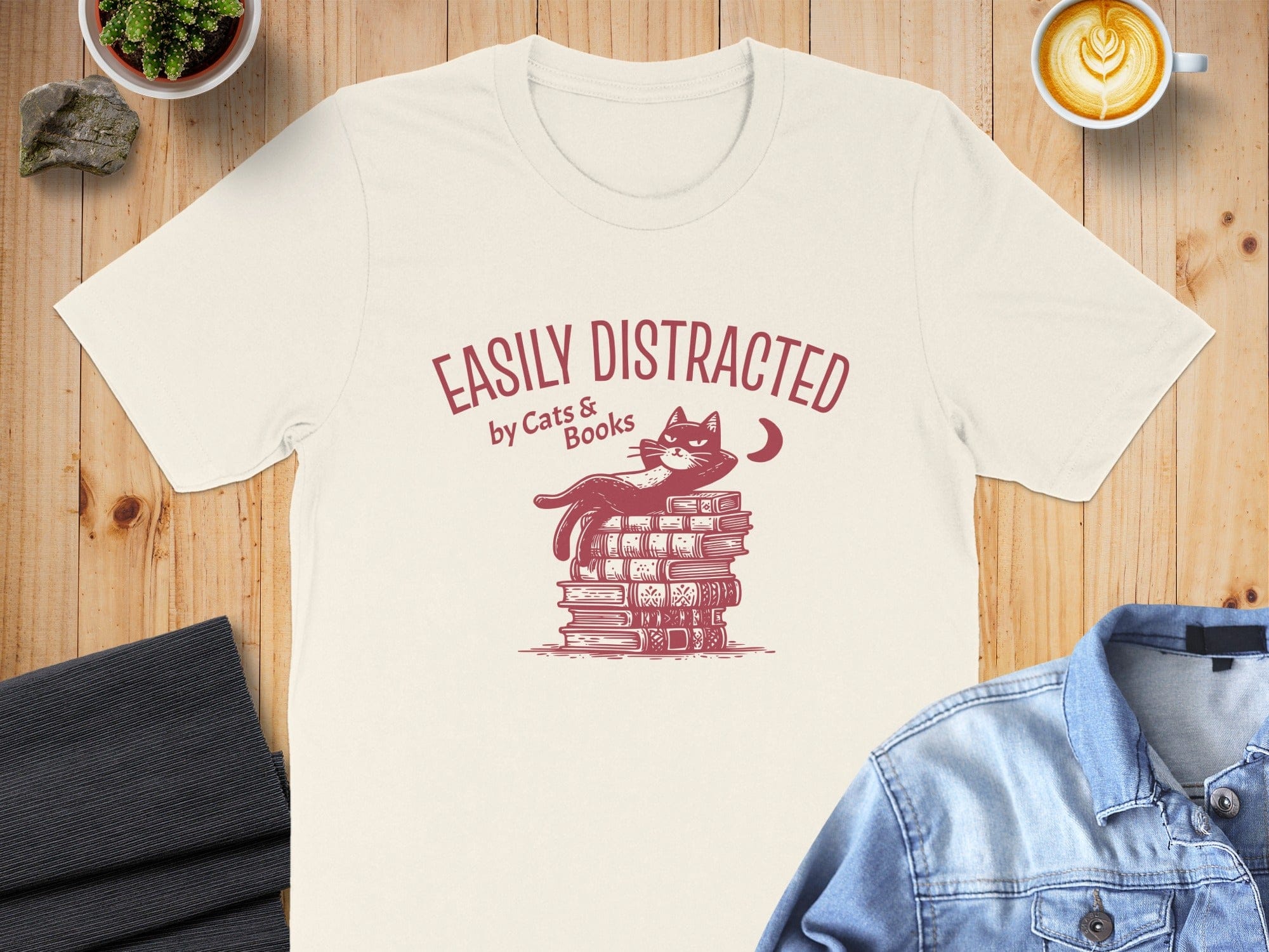 Easily Distracted by Cats and Books T-Shirt