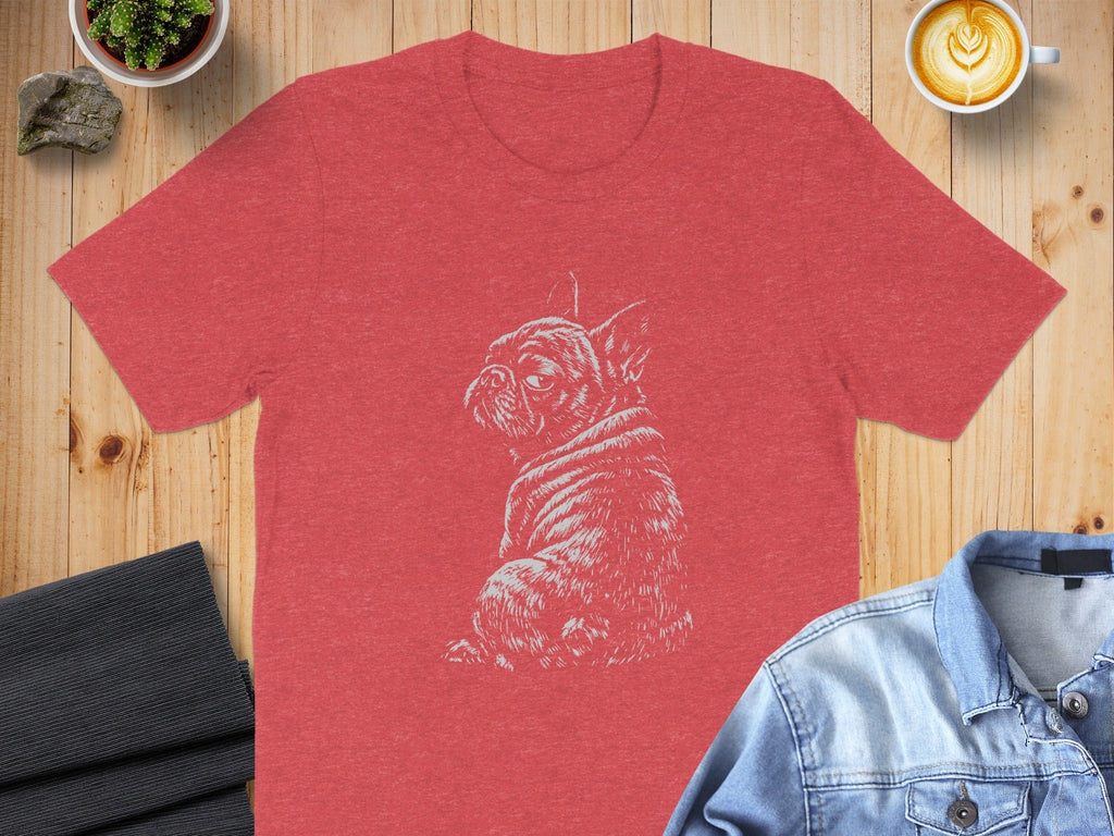 Cute French Bulldog Graphic Red Unisex T-Shirt