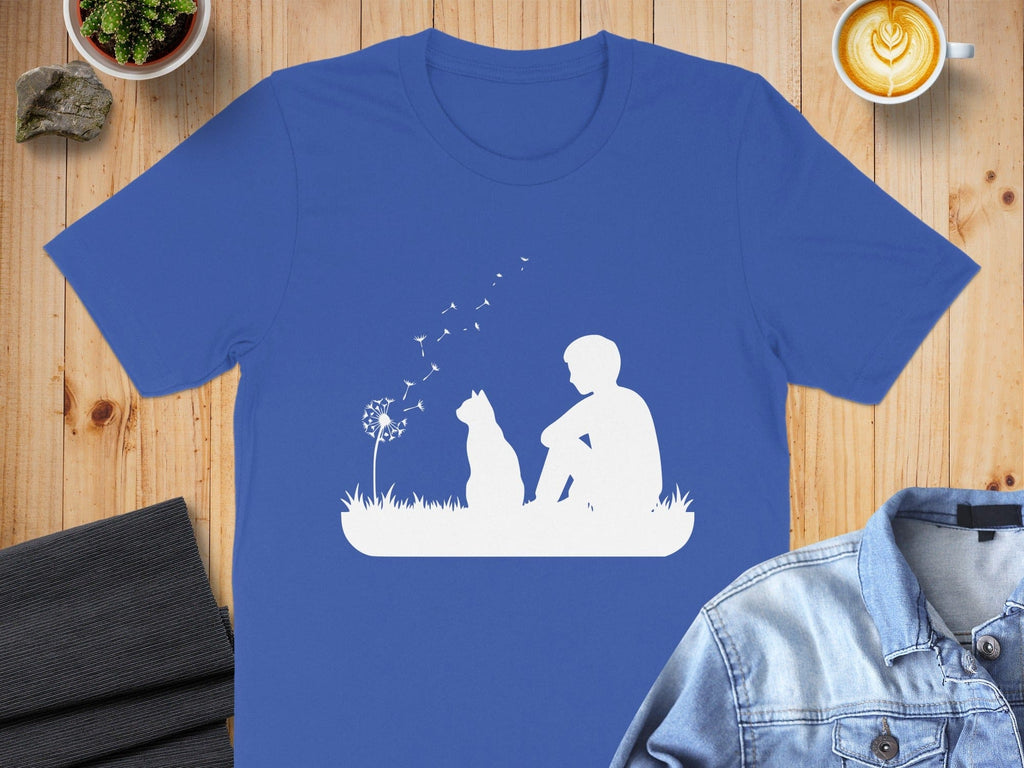 Boy And Dog Silhouette Graphic Design Shirt