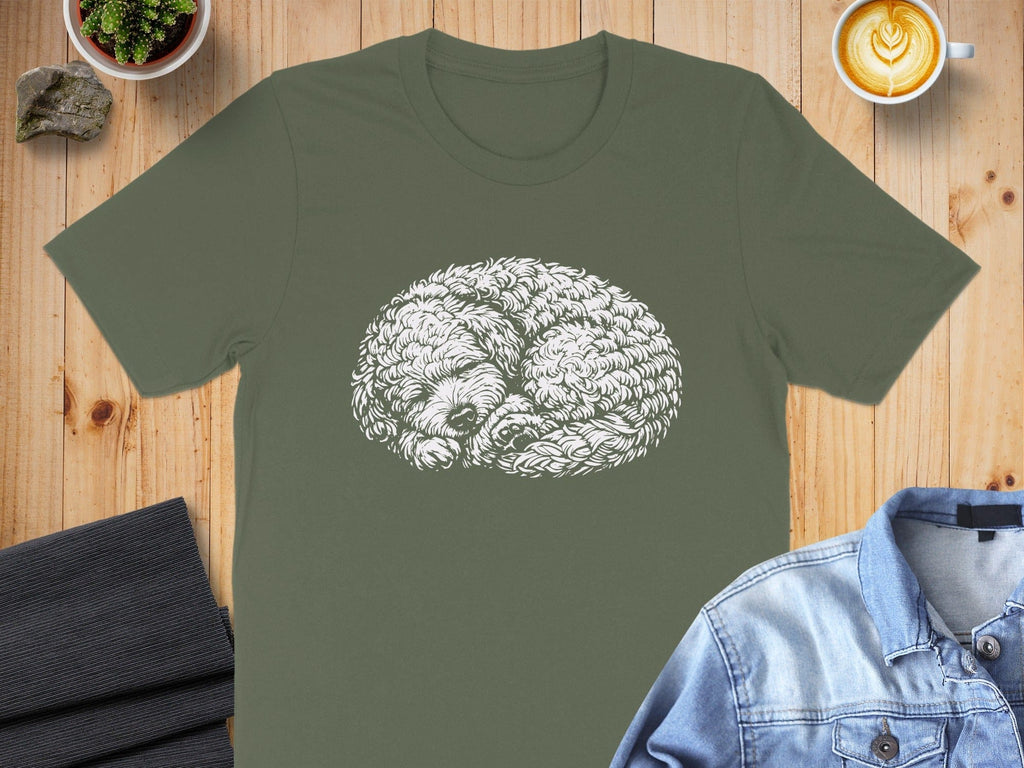 Cozy Sleepy Dog Design Graphic Tee Shirt