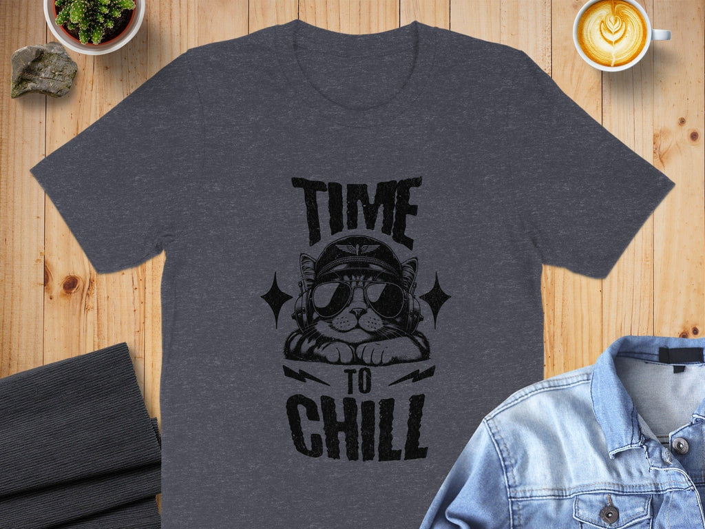 Time To Chill Graphic Cat Tee Shirt Product