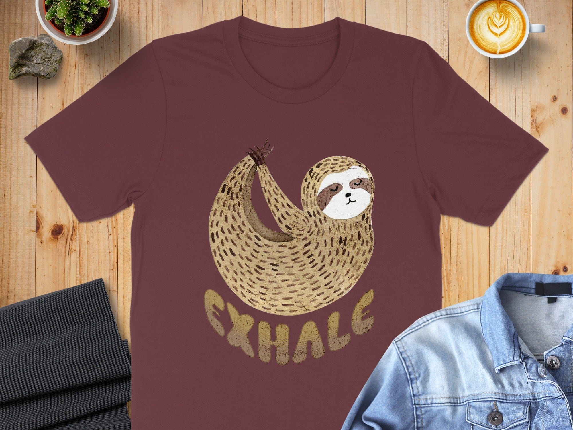 Exhale Sloth Design T-shirt Perfect for Relaxation