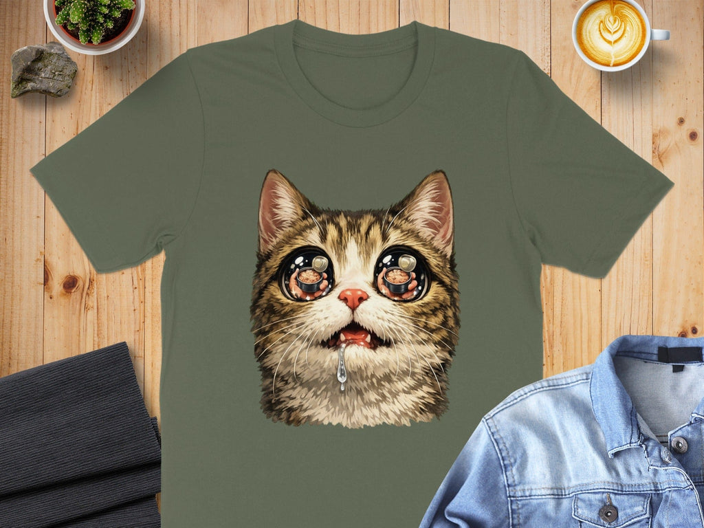 Adorable Crying Cat Graphic Printed T-Shirt for Cat Lovers