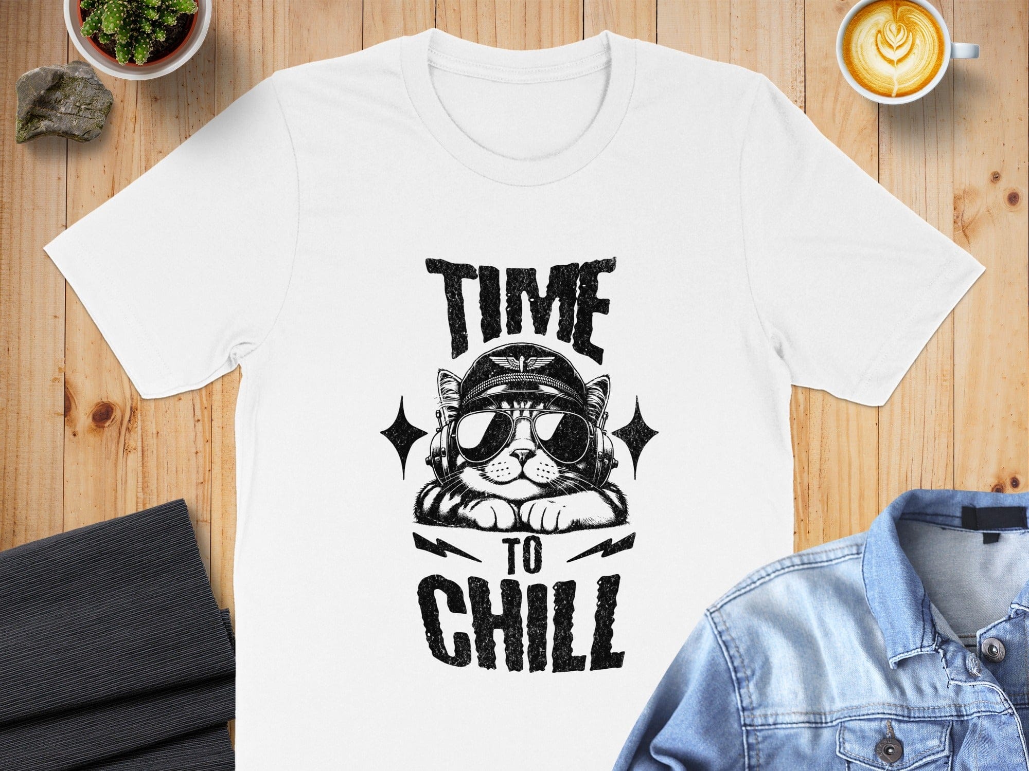 Time To Chill Cool Cat Design T-shirt