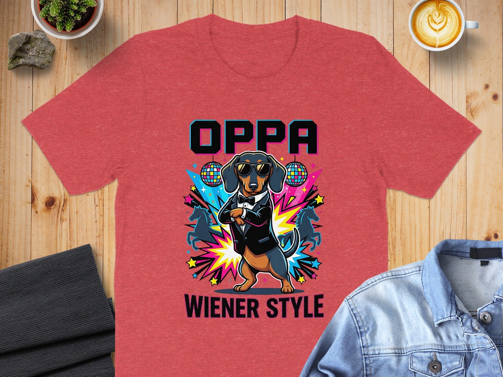 Funny Oppa Wiener Style Dog Graphic Tee Shirt