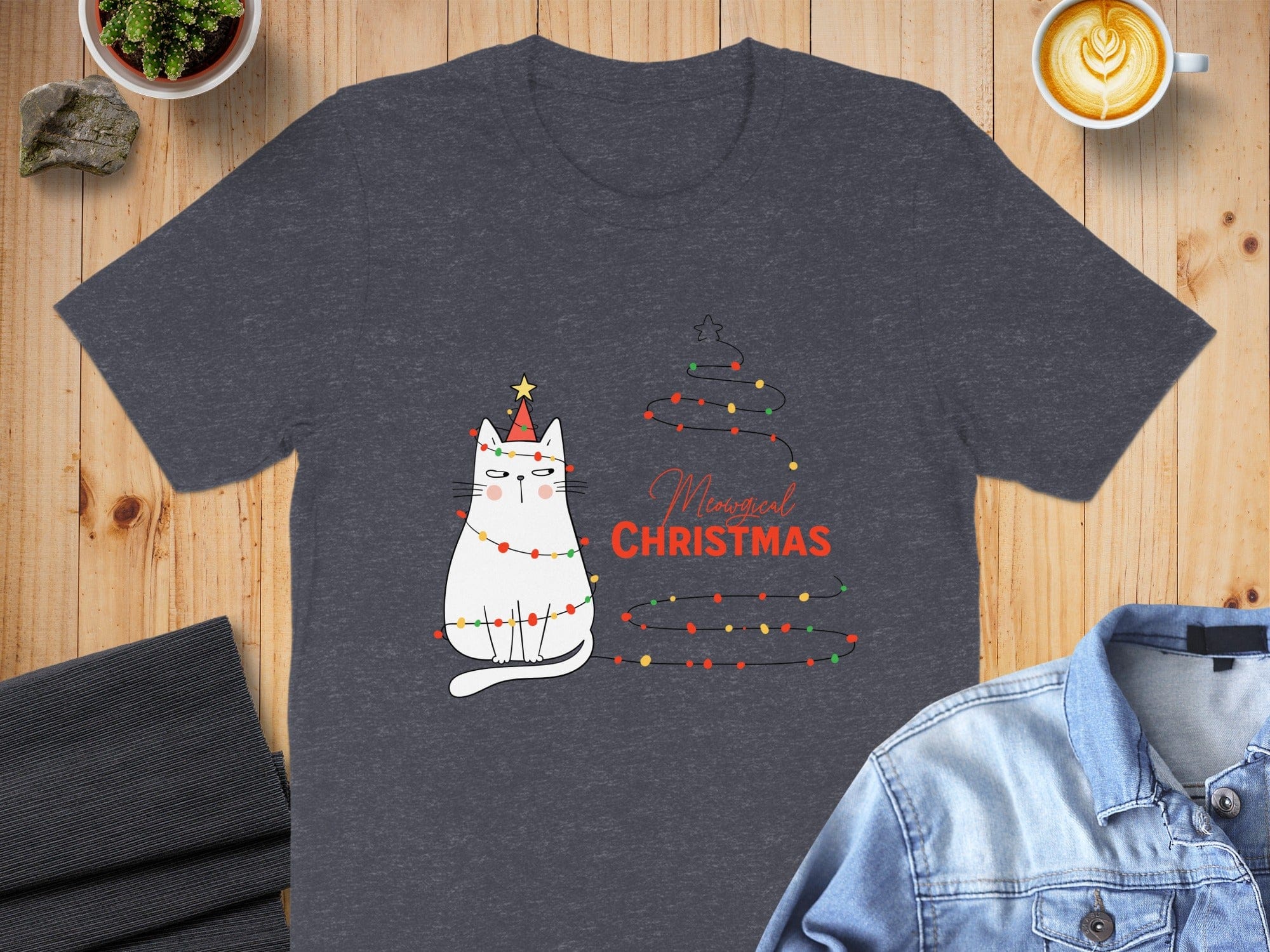 Meowy Christmas Cat Graphic Tee for Holiday Lovers
