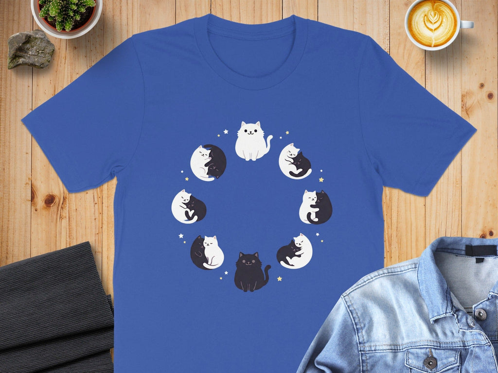 Cute Cat Yin Yang Design Graphic T-Shirt for Cat Lovers