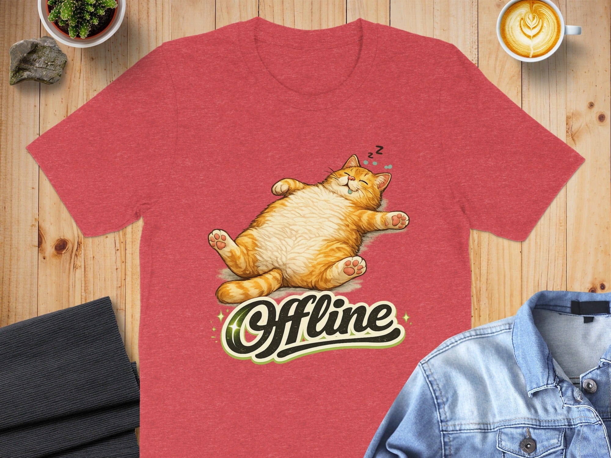 Cute Sleeping Cat Offline Graphic T-Shirt