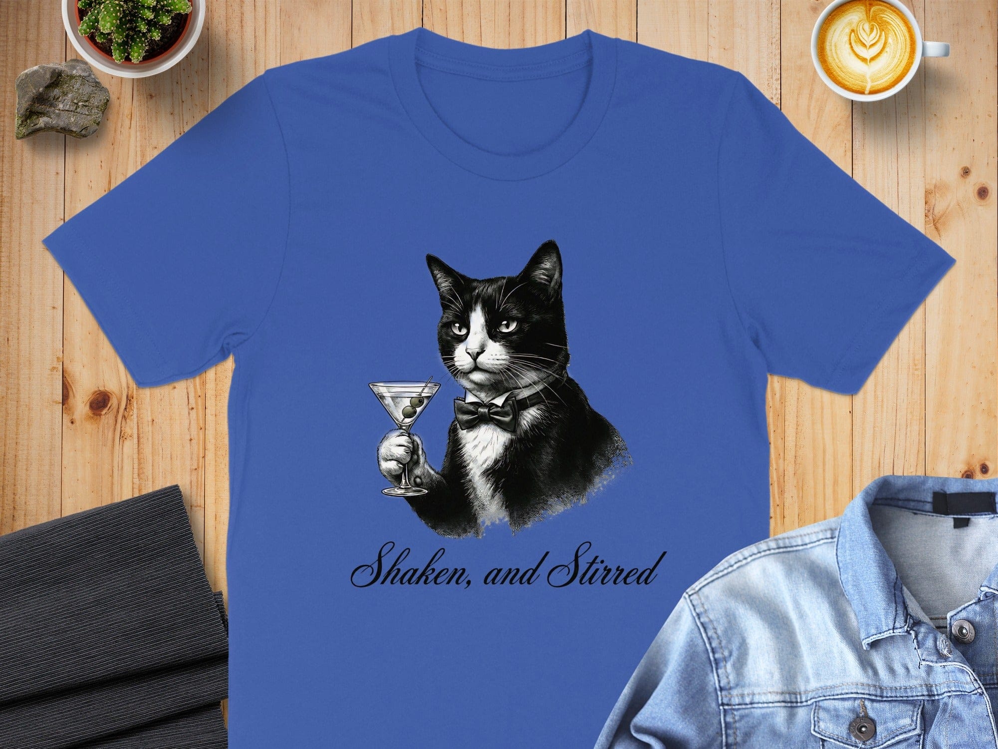 Tuxedo Cat Martini Drinker T-Shirt