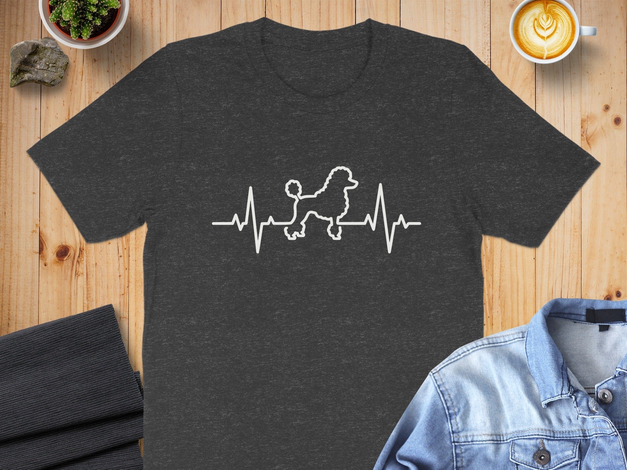 Heartbeat Line Design with Poodle Graphic Shirt