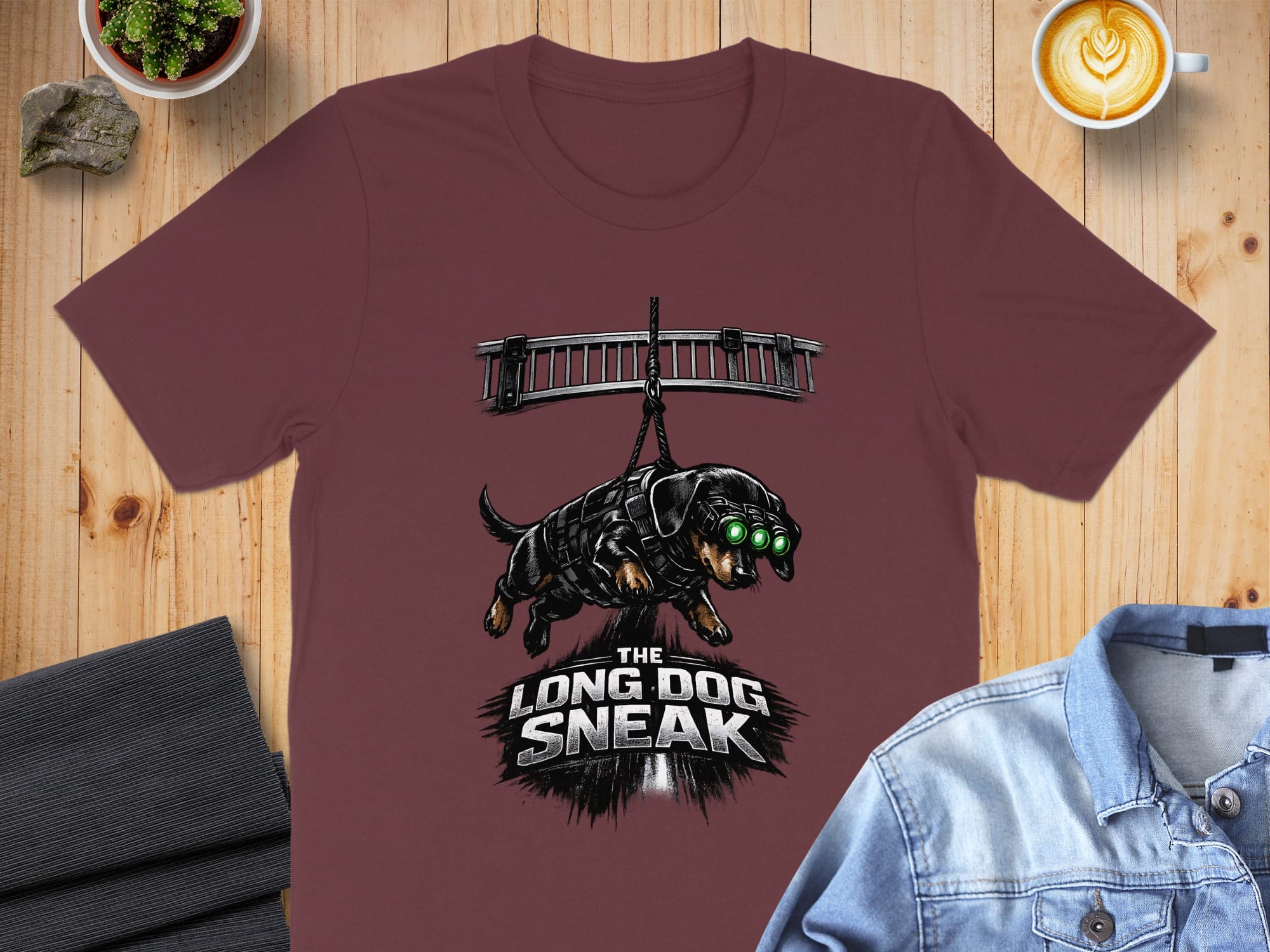 The Long Dog Sneak Graphic Tee Shirt Dark Red