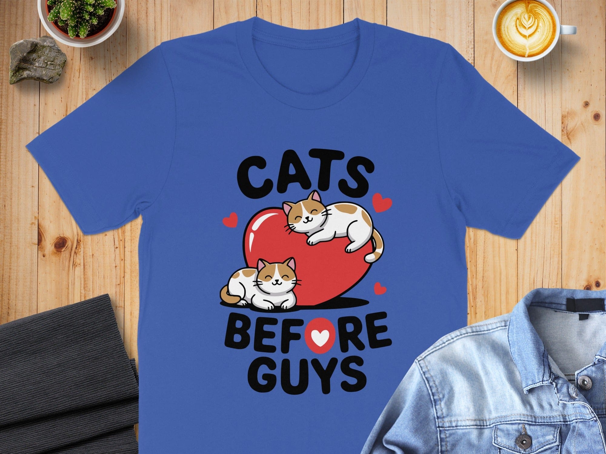 Cats Before Guys Funny Casual Graphic Tee