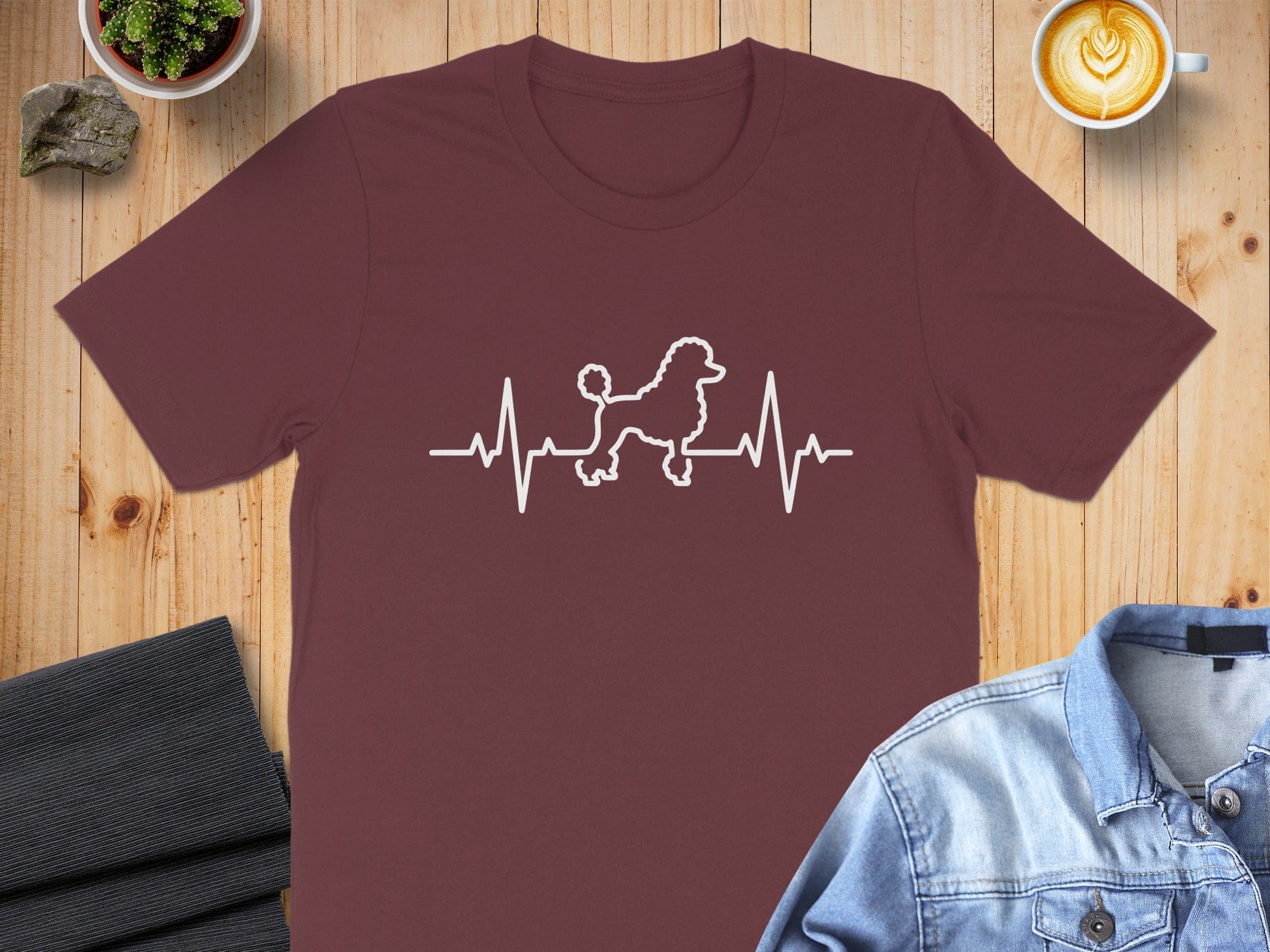 Poodle Heartbeat Line Graphic T-Shirt