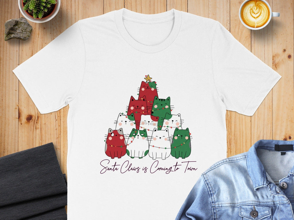 Santa Claws is Coming to Town Cats T-Shirt