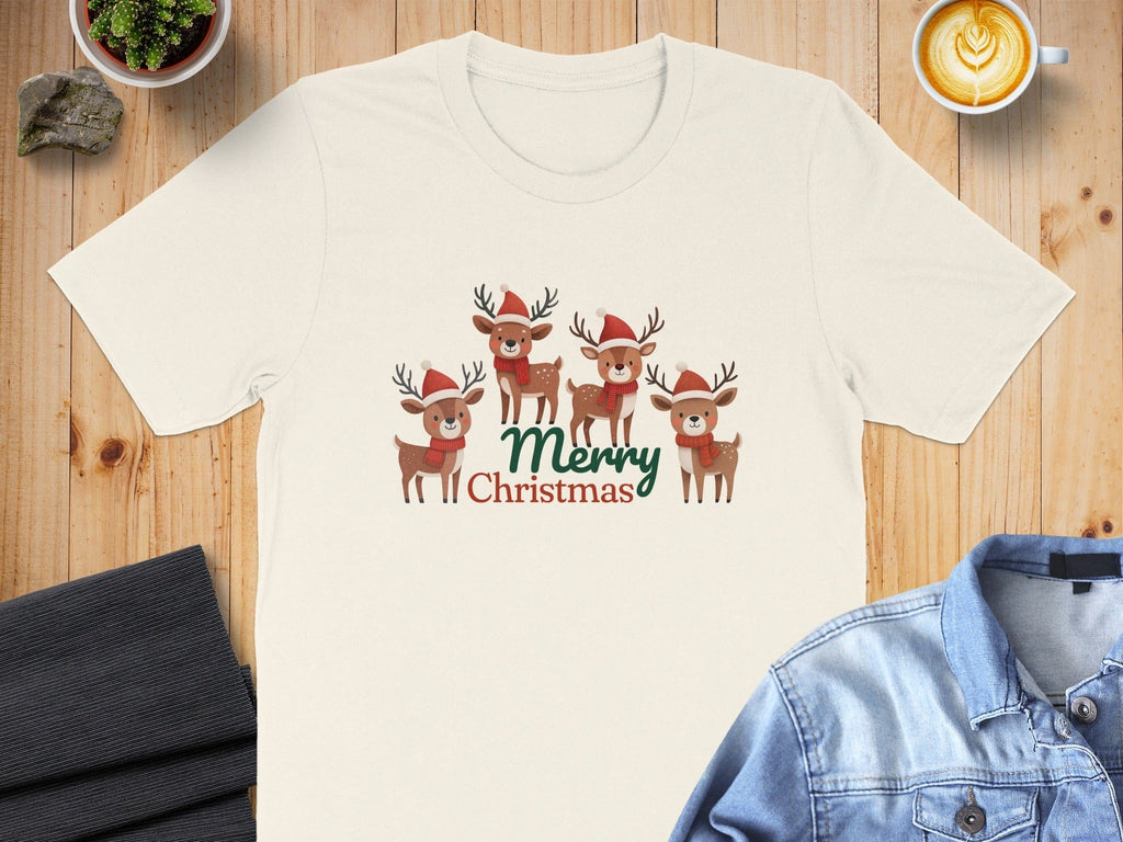 Festive Reindeer Merry Christmas Graphic T-Shirt