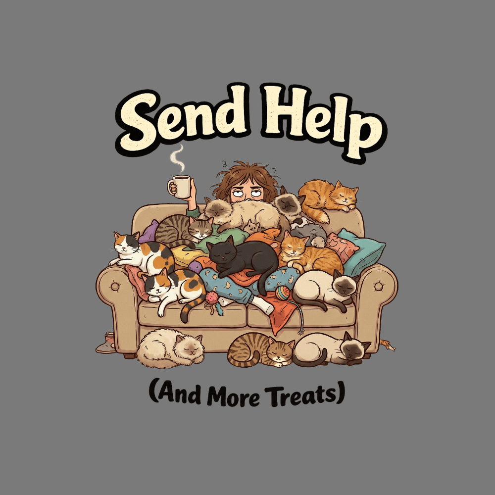 Send Help Funny Cat Lover Gift Humor Design Product