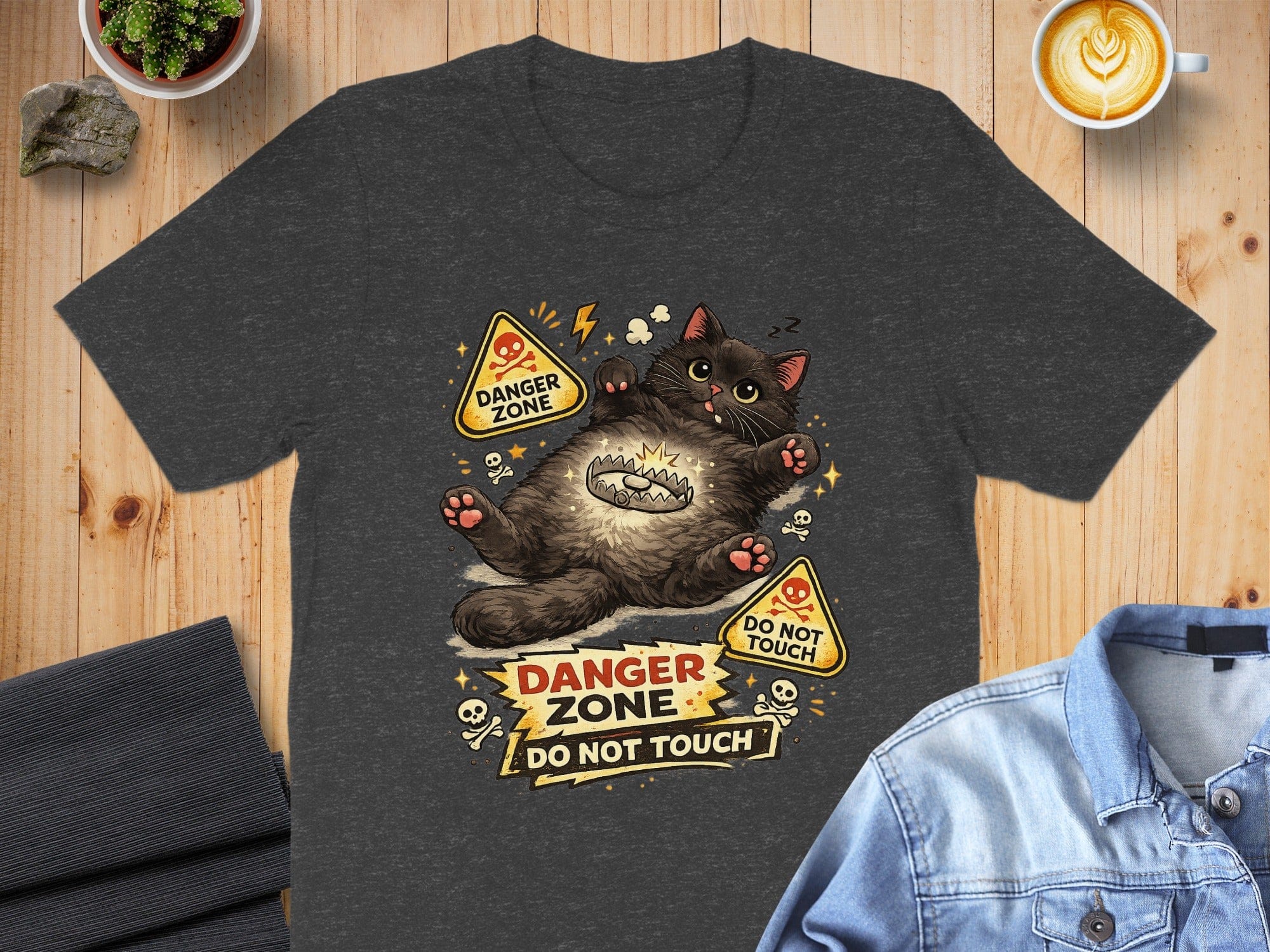 Danger Zone Do Not Touch Funny Cat T-Shirt