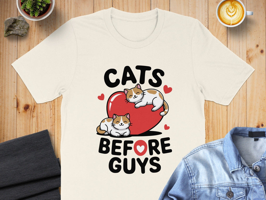 Cats Before Guys Adorable T-Shirt Design