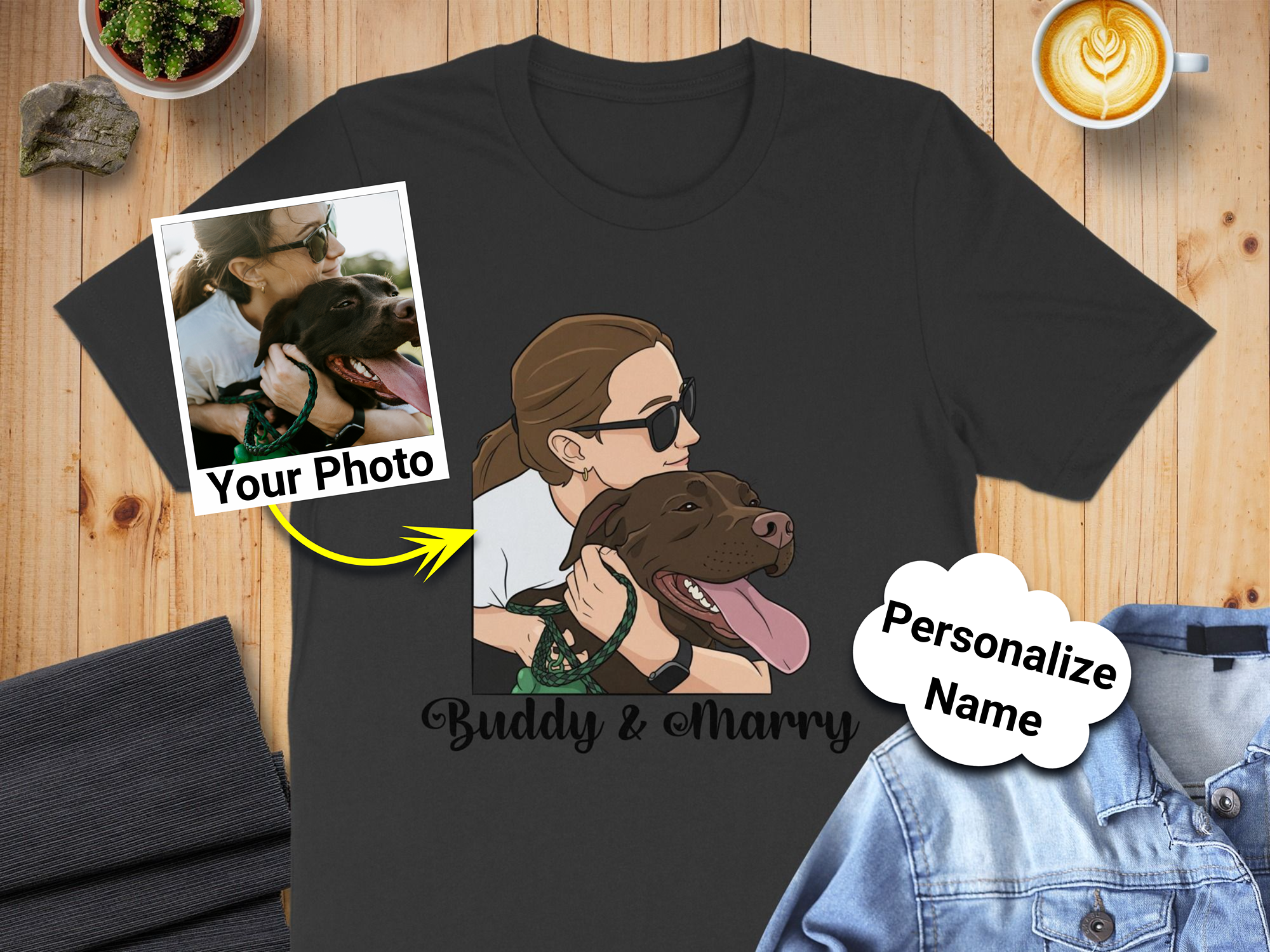 Custom Photo and Name Personalized T-shirt Gift