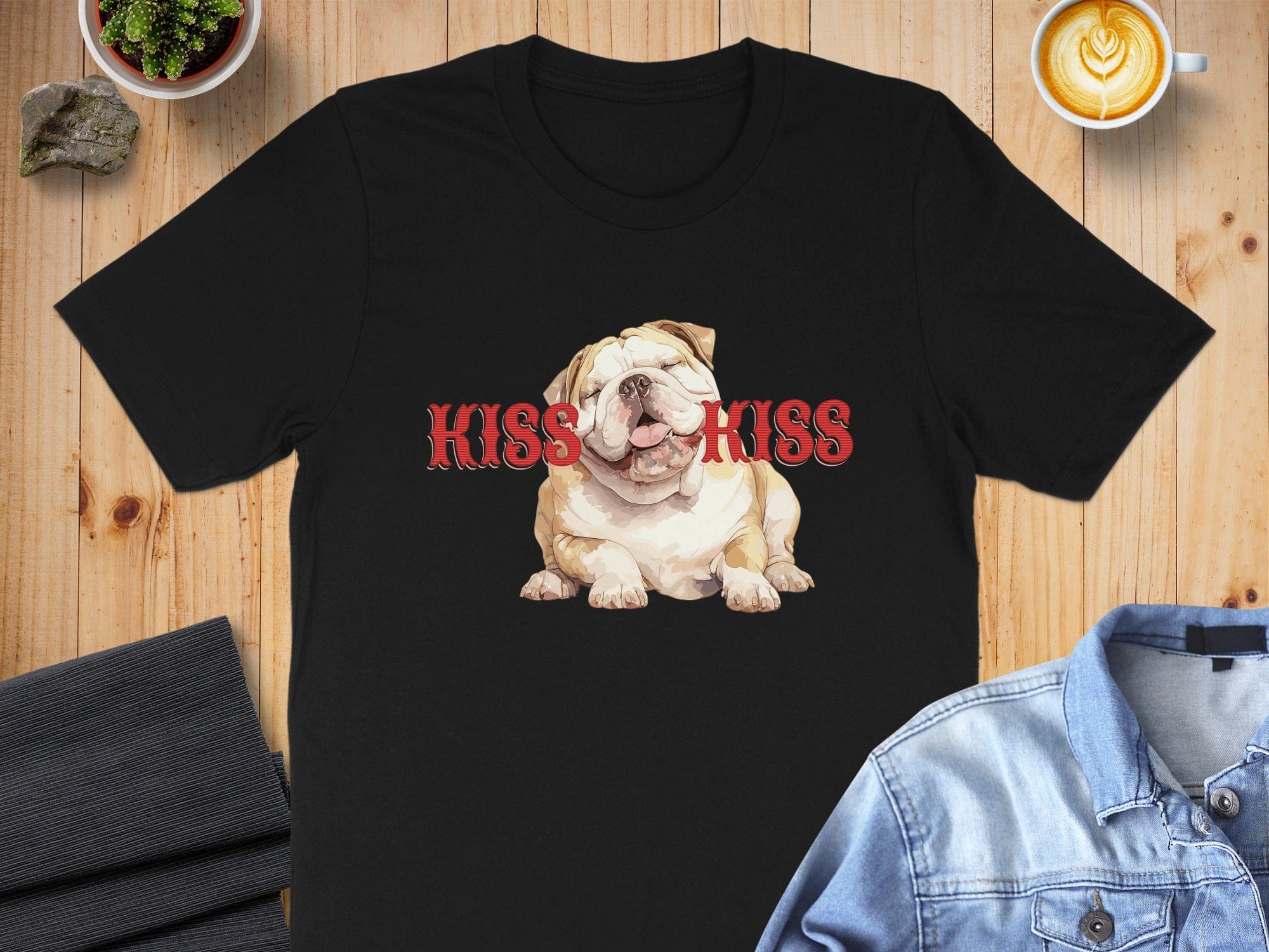 Kiss Kiss Bulldog Graphic Design Tee